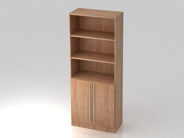 Hammerbacher Schrank 5OH, 2 Türen unten Sockelblende, Relinggriff Nussbaum/Nussbaum, 80x42x200,4 cm (BxTxH), V7700/N/N/RE