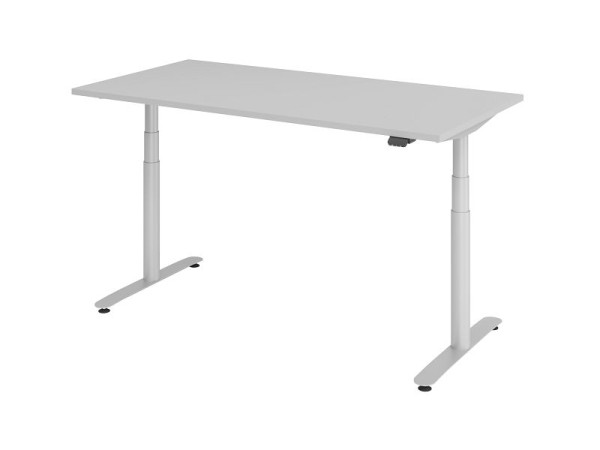 Hammerbacher Sitz-Steh-Schreibtisch elektrisch 160x80cm Grau/Silber, VXDLR16/5/S