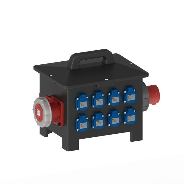 ELSPRO Vollgummi-Sicherheitsverteiler AACHEN, Zuleitung: Gerätestecker, Ausgang: 4x CEE 400 V, 8 Schuko, 1956604