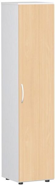 geramöbel Flügeltürenschrank mit Standfüßen, Griff links oder rechts, inkl. Türdämpfer, nicht abschließbar, 400x420x1808, Buche/Weiß, S-345100-BW