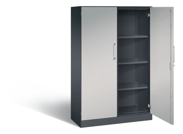 C+P Flügeltürenschrank Asisto, H1635xB1000xT435mm, Farbe: Schwarzgrau / Weißaluminium, Bügelgriff, 4 OH, 141012-000 S10083