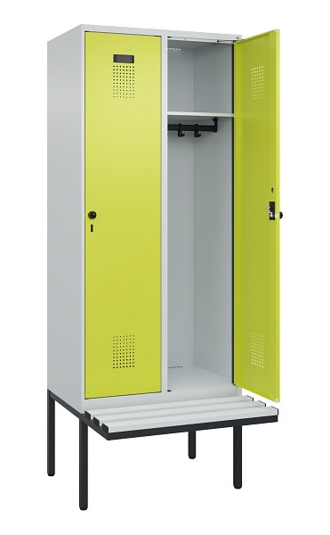 C+P Spind Evolo PLUS, 2 Abteile, 2120x800x815mm, 7035/0024, Haken 4, Drehriegel, Material Sitzfläche Kunststoff, 0490407-22 S10069