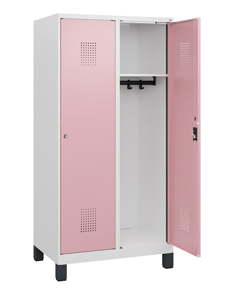 C+P Spind Evolo PLUS, Füße, 2 Abteile, 1630x800x500mm, 9016/3015, Zylinderschloss, 0490105-22 S10045
