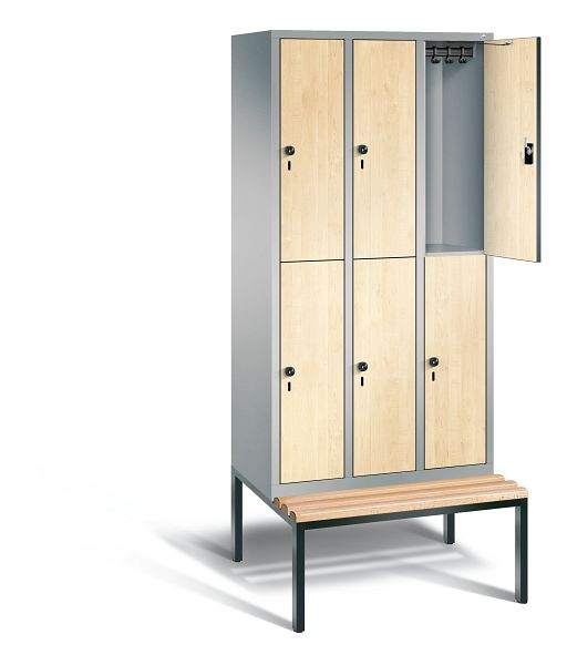 C+P Spind doppelstöckig Evolo, H2090xB900xT815mm, Farbe: Weißaluminium / Dekor Donau-Ahorn, 48350-30 S10411