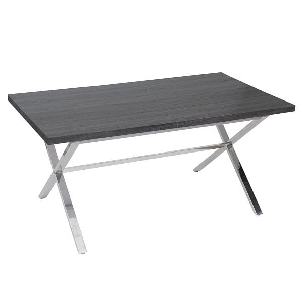 Mendler Esszimmertisch Fano, Tisch Esstisch, Edelstahl 3D-Struktur 160x90cm, Dunkle Eiche-Optik, 51227+51228