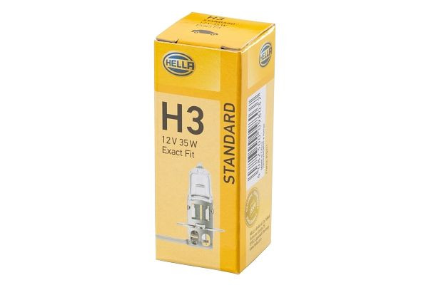 HELLA Halogen-Glühlampe, H3, Standard, 12V, 35W, Sockelausführung Glühlampe: PK22s, Schachtel, 8GH 002 090-271
