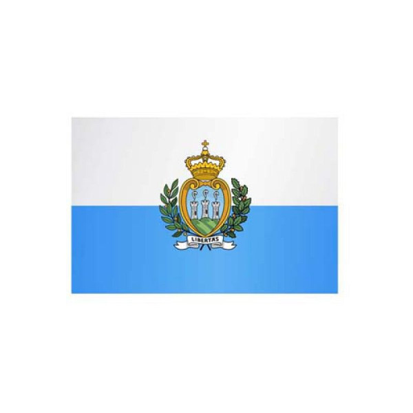 Stein HGS Länderflagge San Marino, 300 x 120 cm (Hochformat), mit Kunststoff-Karabiner, FlagTop 110 g/m², für Fahnenmasten 7 m, ohne Hohlsaum, 27530