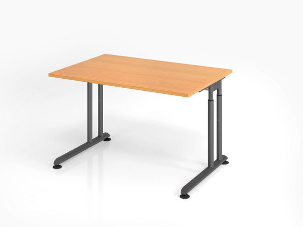 Hammerbacher Schreibtisch ZS12, 120 x 80 cm, Platte: Buche, 25 mm dick, ABS-Dickkante, Rechteckform, Graphit, VZS12/6/G