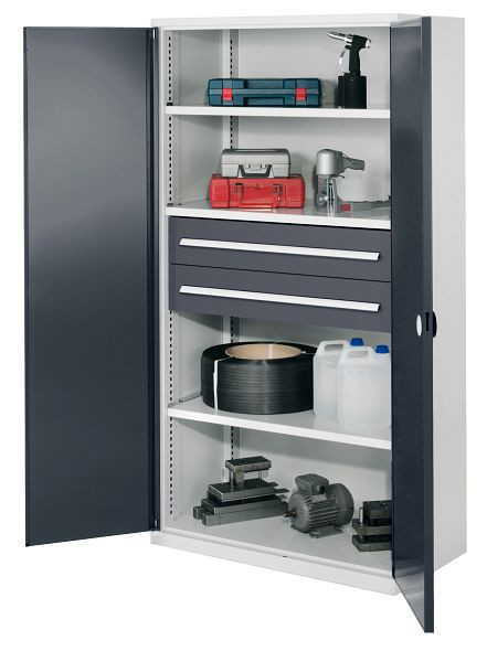 Kappes Schwerlastschrank ohne Mitteltrennwand, 1950 x 1000 x 600 mm, Mod 42, RAL 7035/7016, Doppelwandtür, 1462.04.2024