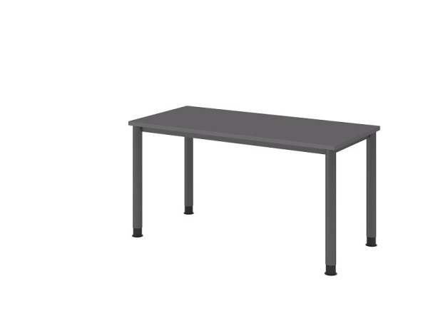 Hammerbacher Schreibtisch HS614, 140 x 67 cm, Platte: Graphit, 25 mm dick, 4-Fuß-Gestell in Graphit, Arbeitshöhe 68,5-81cm, VHS614/G/G