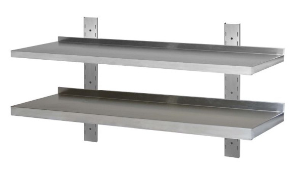 Skyrainbow Wandbord Edelstahl verstärkt, 2 Böden, 180x40 cm, THWBS2R184S