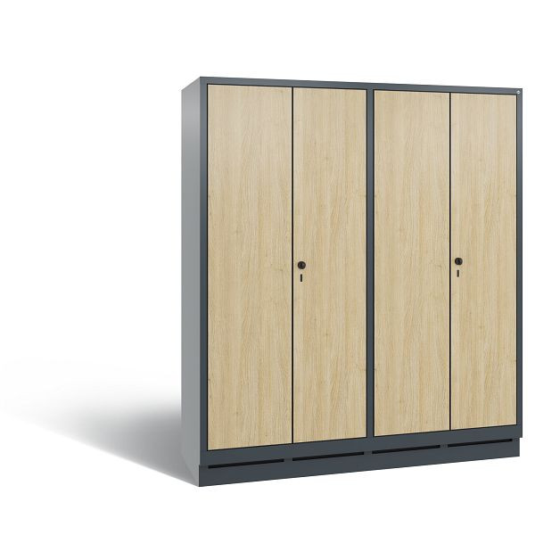 C+P Spind Evolo, 4 Abteile, H1800xB1590xT500 mm, Anthrazit/MDF Eiche, 48022-42 S10199