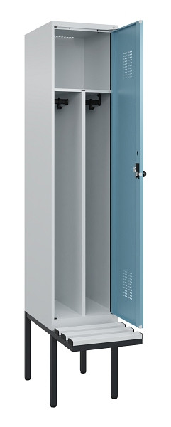 C+P Spind Evolo PLUS, 1 Abteile, 2120x400x815mm, 7035/0010, Haken 4, Drehriegel, Sitzfläche Kunststoff, Trennwand, 0490407-12F S10063