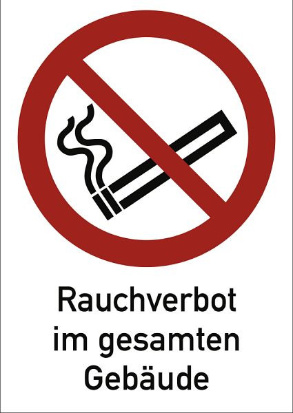 Moedel Rauchverbot im gesamten Gebäude ISO 7010, Kombischild, Aluminium, 210x297 mm, 98938