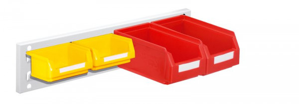 Kappes RasterPlan Wandschiene Schlitzplatte Set 13, L 460 mm x H 100 mm, RAL 7035, 2 x Lagersichtkästen Größe 7, 2 x Lagersichtkästen Größe 8, 4202.03.5113