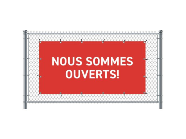Showdown Displays Zaun-Banner 200 x 100 cm Geöffnet Französisch Rot, FBG200-100-I695