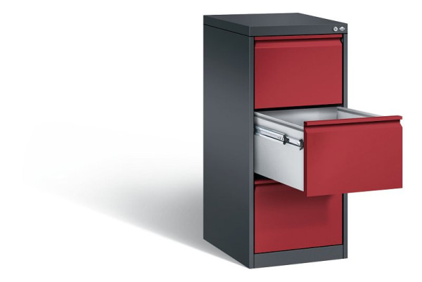 C+P Hängeregistraturschrank Acurado, H1045xB433xT590mm, Farbe: Schwarzgrau / Rubinrot, Griffleiste, 12423-311 S10013