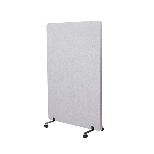 Mendler Akustik-Trennwand HWC-G77, Büro-Sichtschutz Raumteiler Pinnwand, doppelwandig rollbar Stoff/Textil, 127x80cm grau, 71948+71957