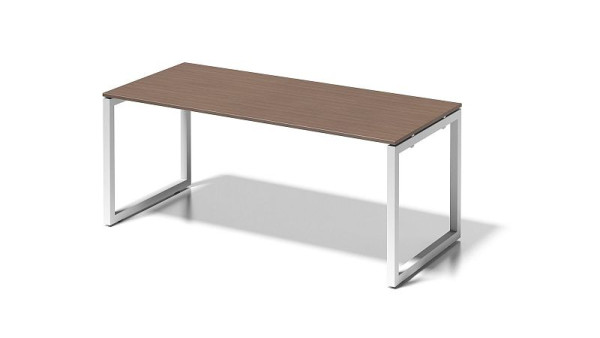 Bisley Cito Schreibtisch, 730 mm höhenfixes O-Gestell, H 19 x B 1800 x T 800 mm, nußbaum/verkehrsweiß, DOF1808WN396