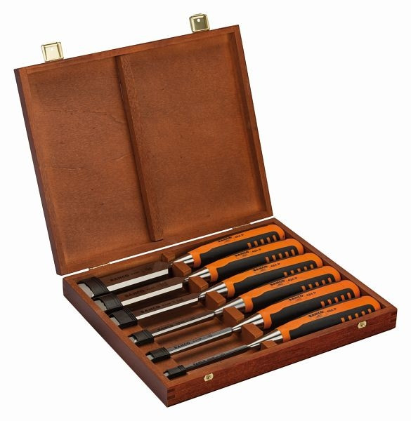 Bahco Stechbeitel-Satz, 6,10,12,16,20,26 mm, in Holzbox, 424P-S6-GER