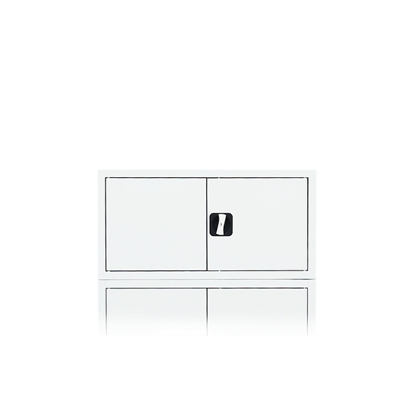 Lüllmann Aufsatzschrank mit Flügeltüren und Zylinderschloss mit Drehgriff, 450 x 925 x 422 mm, signalweiß, 531127