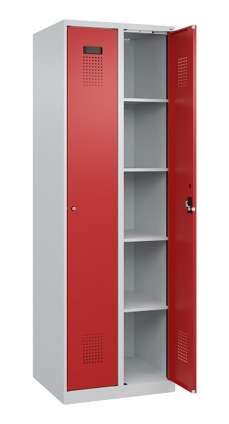 C+P Wäsche-Spind Evolo PLUS, 2 Abteile, 1850x600x500mm, 7035/3000, Verschluss Zylinderschloss, Ablageböden 8, 049000-20B S10030