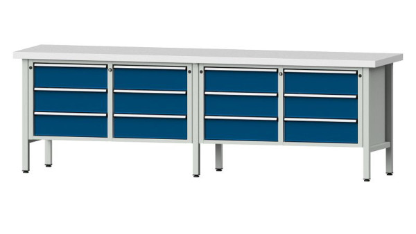 ANKE Werkbänke Kastenwerkbank, Modell 108 V, 2800 x 700 x 900 mm, RAL 7035/5010, KSP 50 mm, 301.451