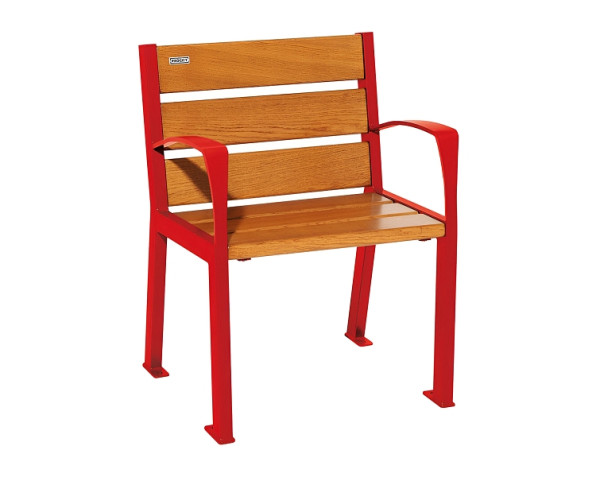 Procity Stuhl Silaos 6 Holzlatten, Mit Armlehne, Holz & Stahl, helle Eiche/RAL 3020, 209610.3020.CHEC