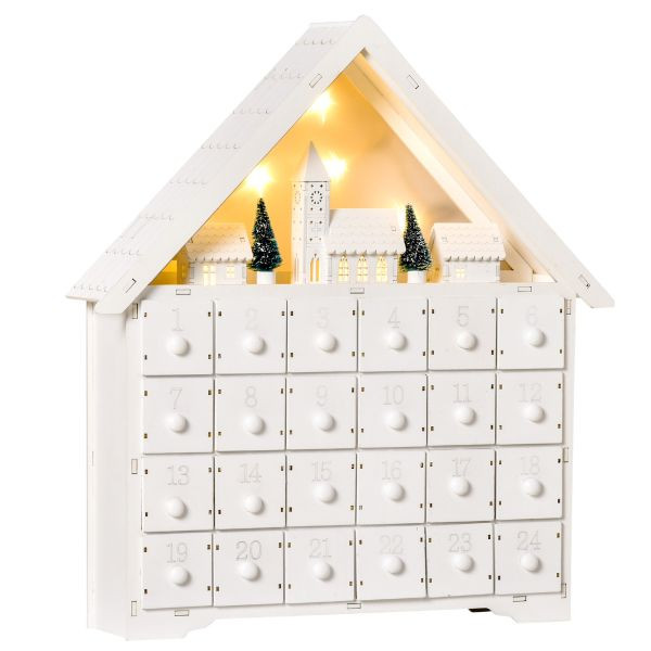 HOMCOM Adventskalender Weihnachtsdekoration 24 Schubladen LED klassisch, 830-416