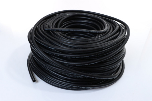 ELMAG Gummischlauch gewebeverstärkt, Ø 6x13 mm, schwarz, 20 bar für Luft/Stickstoff/Argon/Co², VE: 50 m, 55172