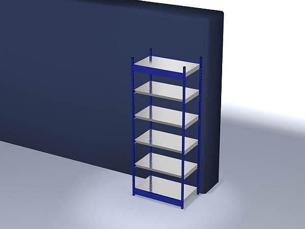 hofe Fachboden-Grundregal, 2500x600x1000 mm, 6 Fachebenen, verzinkt / RAL 5010, 200 kg Fachlast, 1800 kg Feldlast, einseitige Bedienung, RFG256010ME