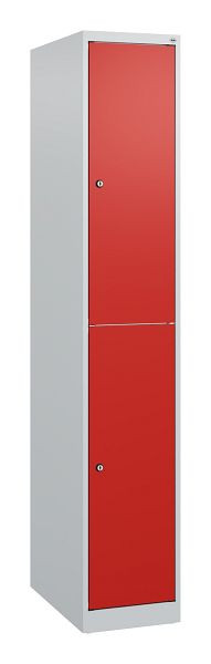 C+P Doppelstöckiger Spind Classic PLUS, 1700x300x500mm, 7035/3020, Zylinderschlösser, 0803007-10 S10015