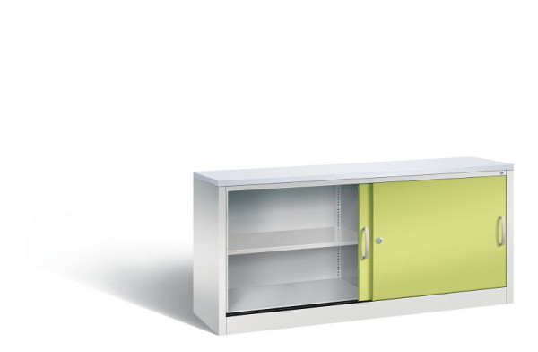 C+P Sideboard mit Schiebetüren Acurado, H720xB1600xT400mm, Farbe: Lichtgrau / Viridingrün, Bügelgriff, 2 OH, 5724-00 S10331