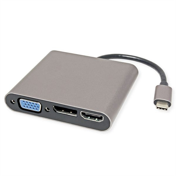 ROLINE USB Typ C Dockingstation, 4K HDMI, VGA, DP, Fast Ethernet, 12.02.1116