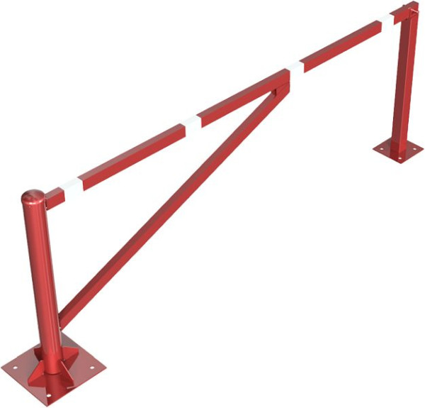 Schake Drehschranke 2,50m, für Vorhangschloss, Drehpfosten: Ø 102mm, Schrankenarm: 60x40mm, inkl. 2 Auflagepfosten, zum Aufdübeln, 413_250VBP