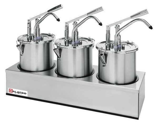 Gastro-Inox Hebel-Dosierspender 3x5 Liter, Edelstahl 18/10, 503.103