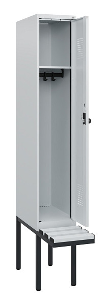 C+P Spind Evolo PLUS, 1 Abteil, 1950x300x815mm, 7035/7035, Drehriegel, Sitzfläche Kunststoff, 0490405-10 S10067