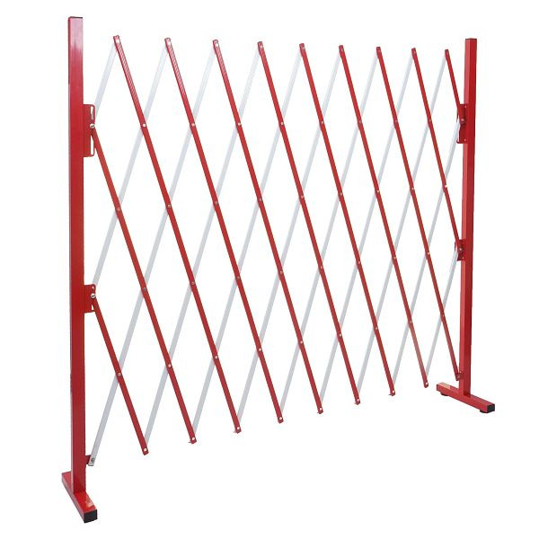 Mendler Absperrgitter HWC-B34, Scherengitter Zaun Schutzgitter ausziehbar, Alu rot-weiß, Höhe 153cm, Breite 32-265cm, 64792