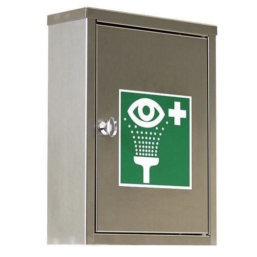 B-SAFETY Augen-Notfallstation BR326495 mit je 1 Flasche 1000 ml, Edelstahlschrank, BR326495