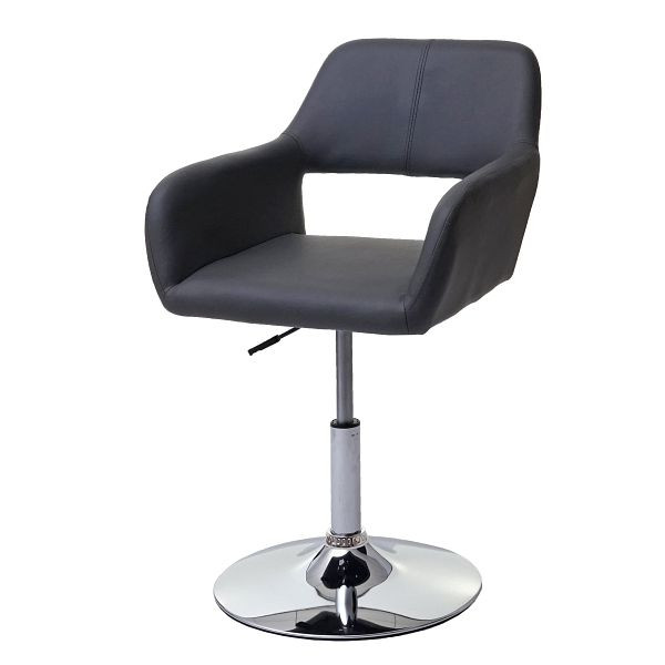 Mendler Esszimmerstuhl HWC-A50 III, Stuhl Küchenstuhl, Retro 50er Jahre, Kunstleder, grau, Chromfuß, 63928