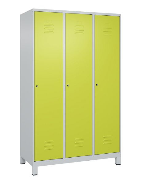 C+P Umkleidespind Classic PLUS mit Mitteltrennwand, Füße, 3 Abteile, 1950x1200x500mm, 7035/0024, Zylinderschlösser, 080010-32F S10028