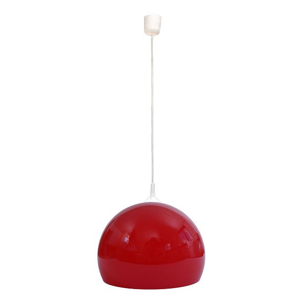 Mendler Pendelleuchte HWC-M34, Hängelampe Hängeleuchte Lampe, Ø 40cm Schirm, Kunststoff, rot, 104106+8655