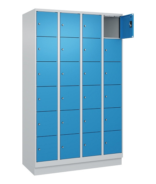 C+P Schließfachschrank Evolo PLUS, mit Sockel, 24 Fächer, 1950x1200x500mm, 7035/5012 Lichtblau, 049020-406 S10007