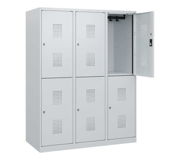 C+P Doppelstöckiger Spind Evolo PLUS, 6 Fächer, 1530x1200x500mm, 7035/7035, Zylinderschloss, 0493005-32 S10040