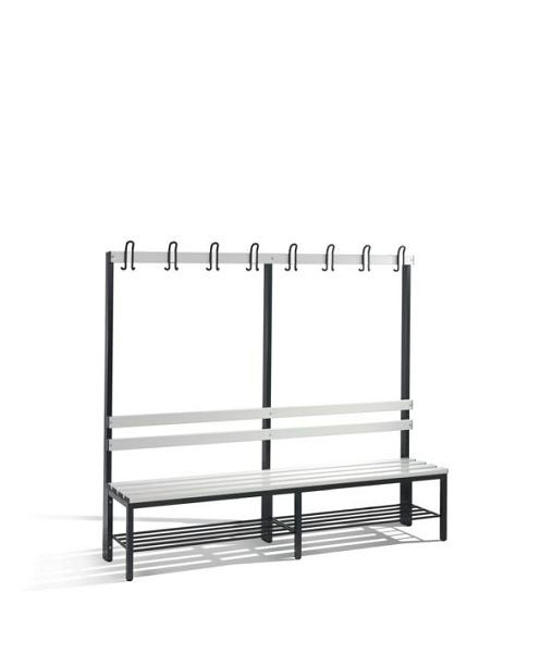C+P Garderobenbank 1-seitig, H1650xB1960xT400 mm, Schwarzgrau/lichtgrau, 8052-110 S10152