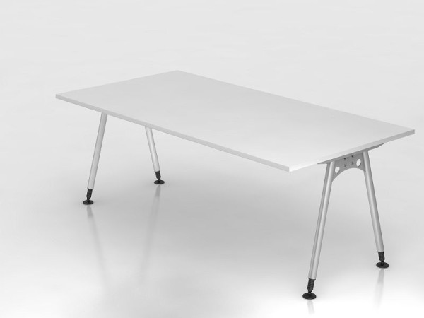 Hammerbacher Schreibtisch A-Fuß 200x100cm Weiß, Rechteckform, VAS2E/W/S