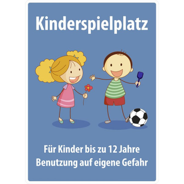 Stein HGS Spielplatzschild, Kinderspielplatz, Für Kinder bis zu 12 Jahre Benutzung auf eigene Gefahr, 52.5474