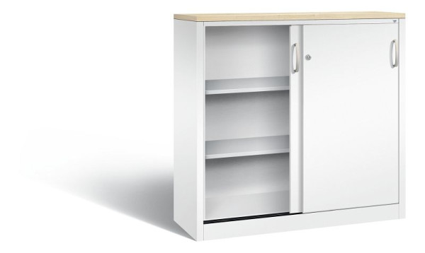 C+P Sideboard mit Schiebetüren Acurado, H1200xB1200xT400mm, Farbe: Verkehrsweiß, Bügelgriff, 3 OH, 2047-1200 S10456