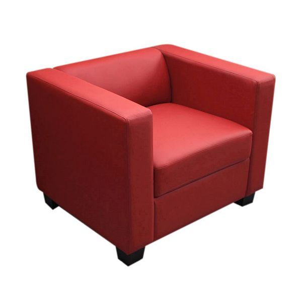 Mendler Sessel Loungesessel Lille, Leder, rot, 17643+17644