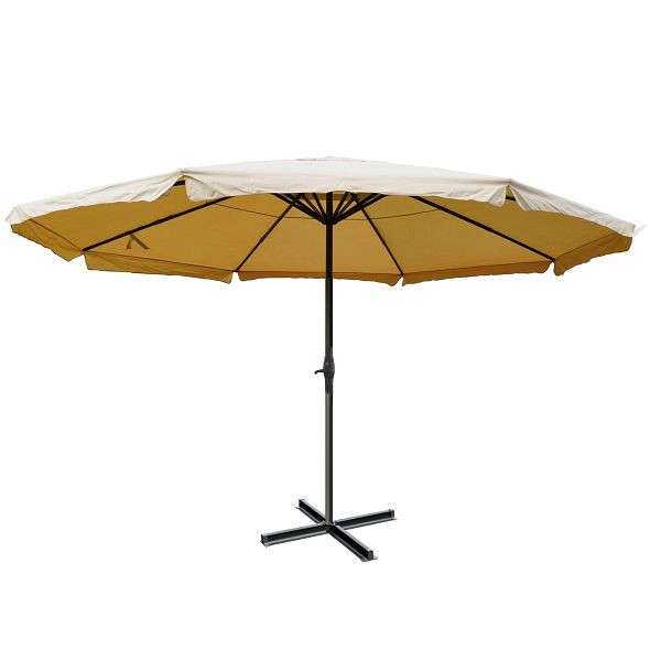 Mendler Sonnenschirm Meran Pro, Gastronomie Marktschirm mit Volant Ø 5m Polyester/Alu 28kg, creme ohne Ständer, 34344